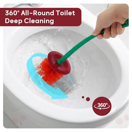 Image of DORA BRIDAL Toilet Brush and Holder Set, Cute Cherry Toilet Brush and Bowl with Long Handle, Bathroom Household Tool Cleaner Accessories for Cherry Shape Decor(1 Brush, 1 Holder) (Red, One Size)