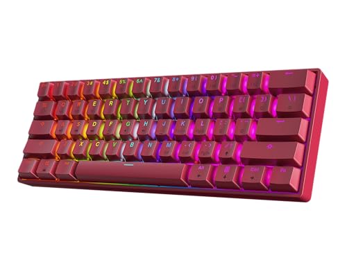 HK GAMING GK61 60% v3 | Teclado mecánico para juegos Hotswap | 61 teclas multicolor RGB LED retroiluminado para PC/Mac Gamer | Diseño estadounidense (rosa, Gateron óptico negro)