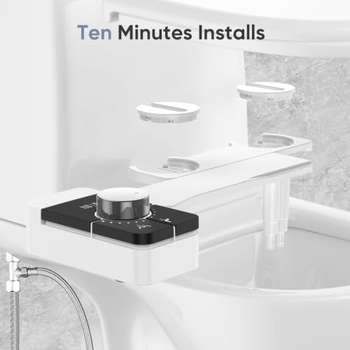 Upgrade Bidet Attachment for Toilet Seat, Adjustable Angle Dual Nozzle, Self-Cleaning, Non-Electric Bidet Attachment for Rear & Feminine Wash, Controllable Fresh Cold Water Pressure, Black Chrome by Vestomeli - Used condition - Image 4