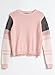Cable Stitch Women's Contrast-Sleeve Cotton Sweater - Crewneck Long Sleeve Knitted Pullover Top (Medium, Camille)