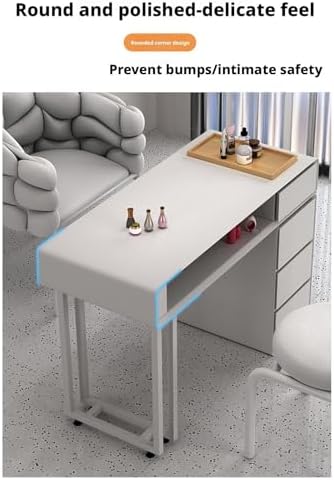 Wooden Manicure Table Station - Nail Desk with 2-Layer Storage Rack & Drawers for Home & Salon Use, Stylish Modern Design for Beauty Professionals,A,140x40x78cm