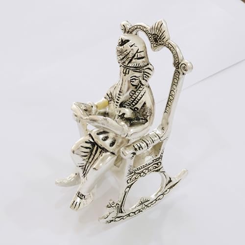 Image of KridayKraft Metal Chair Ganesh ganpati Idol with Reading Ramayan Home Decoration and Gifts for Your Love Once