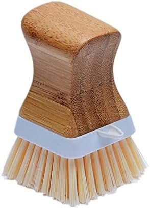 OakArt Vegetable and Fruit Brush Scraper Tip Natural Bamboo Dish Scrubber Square