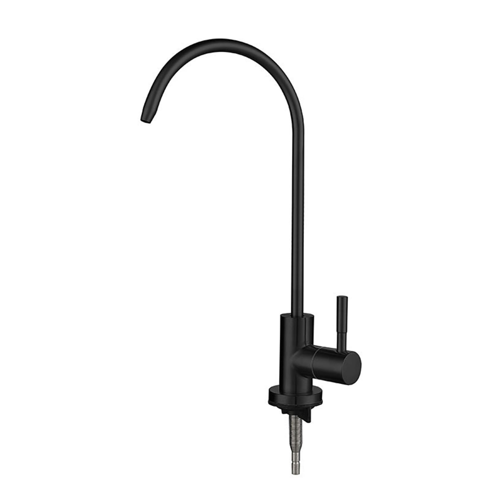 Faucet Stainless Steel Swan Neck Kitchen Sink Filter Pure Tap for Single Cold Black Water (Black A)