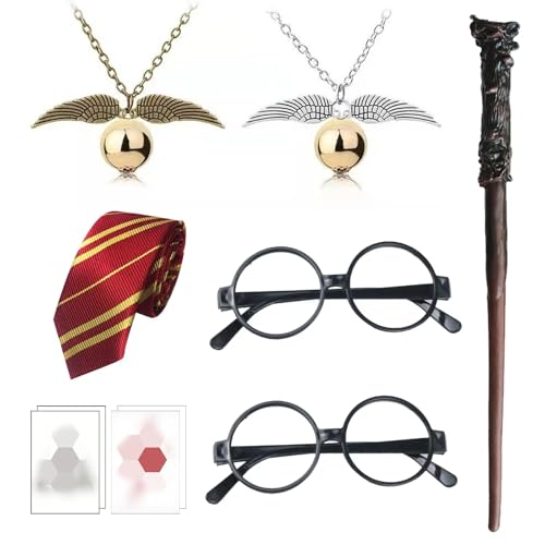 ZXTGBQ 10 Pcs Costume de Magicien Enfant, Baguette Magique, Costume Magicien Kit, Ensemble de Halloween Deguisement Cape, Kit d'accessoires Déguisement pour Halloween Fête Carnaval Party Noël