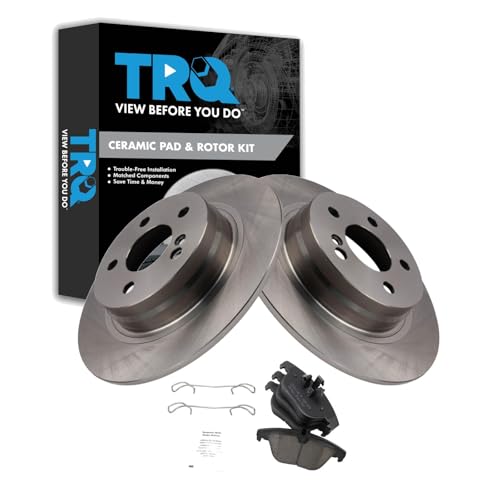 Image of TRQ Rear Brake Pad and Rotor Set Ceramic Compatible with 2012-2015 Mercedes-Benz C250 2008-2012 C300