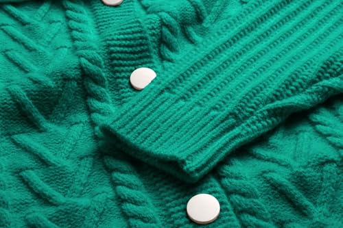 Image of CHARTOU Women Winter Thick Cardigan Lapel Collar Button Down Chunky Knit Coatigan Sweater Jacket