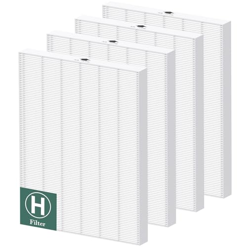 116130 Replacement Filter H Compatible with Winix 5500-2/ AM80 Air Purifi-ers, H13 Grade True HEPA Filter for Dust Pollen Hair Pet Dander Smoke, 4 Pack(White)