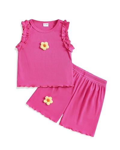 Image of Weebaby Toddler Girl Clothes Baby Summer Outfits Sleeveless Halter Top Ruffle Short Set Cute Kids Clothes Girls