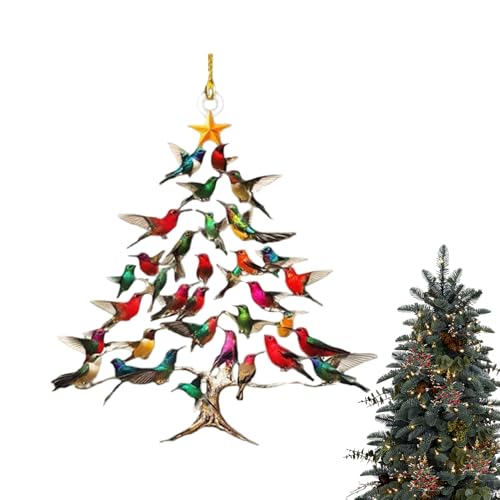 Adornos navideños pájaros, decoración del árbol apilable, figuras colgantes para festivales, diseño colorido y ligero para pared, jardín, patio, temporada de vacaciones, decoración del hogar para