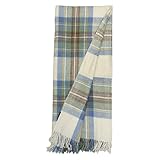 Briomhar Fall Plaid Wool Blanket - Scottish Winter Flannel Tartan Throw Blanket With Fringed Edges 60 X 70 Inches (Stewart Muted Blue)