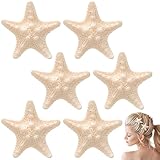 CHANZET 6Pcs Starfish Hair Clips, Resin Cute Beach Sea Star Hair Barrettes Pins, Mermaid Headpiece Hair Alligator Clips for Women Girls Hair Accessories Birthday Gift