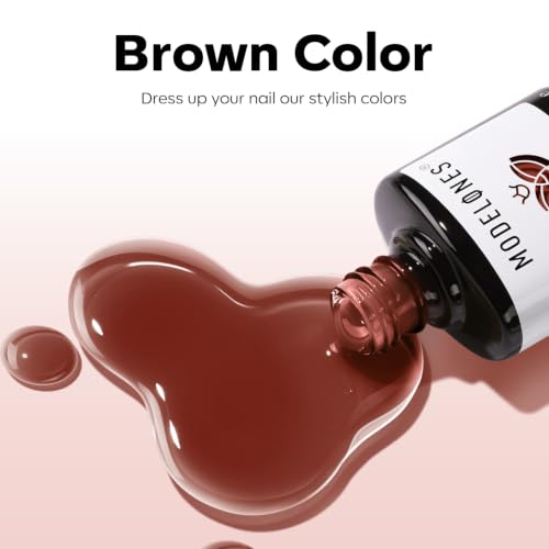 Image of modelones Jelly Brown Gel Nail Polish 15ML, Jelly Sheer Brown Pastel Soak-Off UV Gel Polish - 28+Days Long-Lasting Nail Art DIY Manicure Kit Home Salon Women Gifts