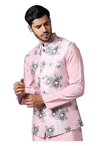 Elina fashion Men's Indian Satin Nehru Jacket || Printed Bandhgala Jodhpuri Sleeve Less Waistcoat ONLY