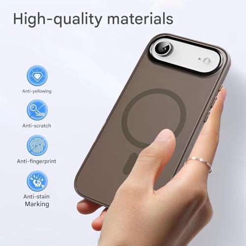 Image of VONZEE Compatible with iPhone 17 Air Case (6.6 Inch), MagSafe Compatible Magnetic Matte Back Cover, Military Grade Shockproof Protective Case, Anti-Fingerprint, Wireless Charging Support, Brown