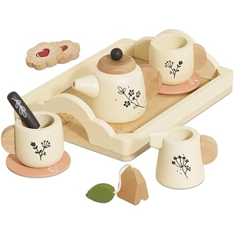 Le Toy Van – Wooden Tea Set & Tray | 12 Piece Child’s Role Play Toy - Suitable for Ages 3+ Years Cover