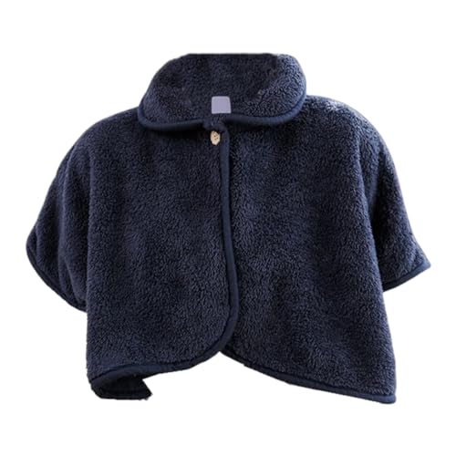 Beedozo Damen-Poncho, Fleece, Warm, Winter, mit Knöpfen, Marineblau, 1