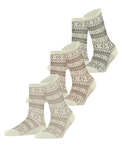 ESPRIT Women's Sami Pattern Multipack W So Cotton Patterned 3 Pairs Socks, White Off-White 2040, 3.5-7