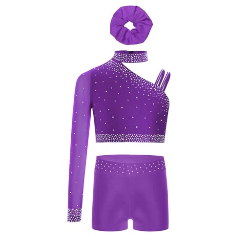 YiZYiF Gymnastics Outfits for Girls Ballet Jazz Dancing Workout Fitness Activewear Crop Top and Booty Shorts Set2