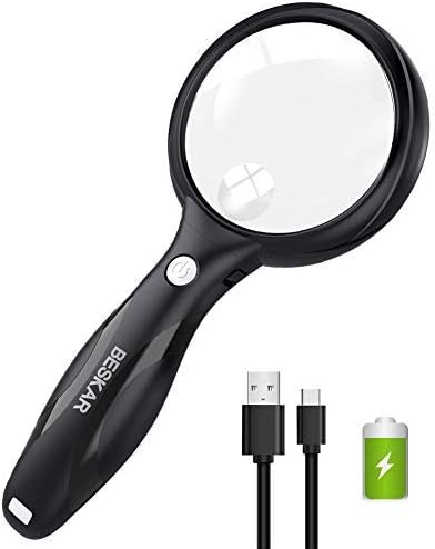 Magnifying Glass for Reading - Rechargeable Magnifier with Light, 3X 6X Aspheric Multifocal Lens, Super Light & Large Viewing Area for Seniors, Macular Degeneration, Low Vision, Hobbyists