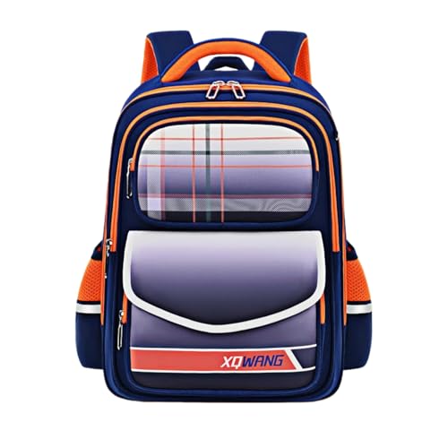 NUOnexus Mochila infantil para crianças, leve, impermeável, estilo universitário britânico, Laranja
