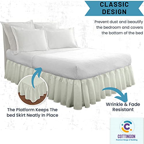 Ruffled Bed Skirt With Split Corners-Dust Ruffle - 18" Drop 100% Microfiber Soft,Sheen & Luxurious Look - Bed Skirts (Ivory -Queen) #TOP3
