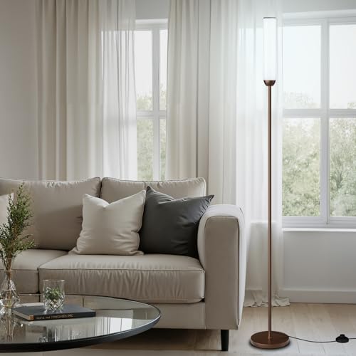 Image of Ambimall LED Floor Lamp with Remote Control, 65 inch Standing lamp with Stepless Adjustable 3000K-6500K Colors & 30-100% Brightness, Foot Switch(Brown) (Pack of 2)