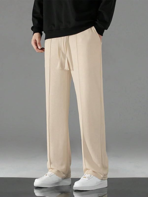 S2S FASHION Men’s Loose Straight Leg Trousers Beige - Image 5