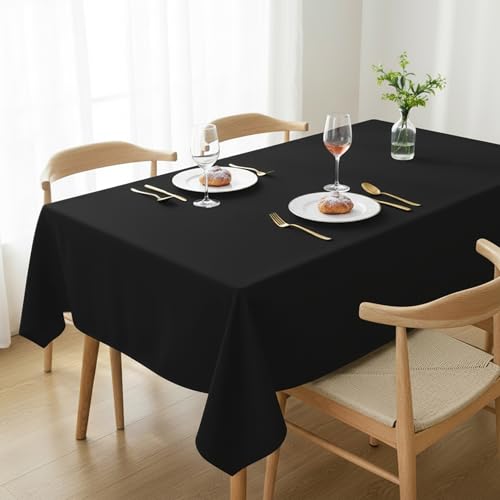Utopia Kitchen Rectangle Tablecloth 150x300 cm - Black Table Cover Machine Washable Table Cloth Perfect for Parties Weddings and Festivals (59x118 inches)