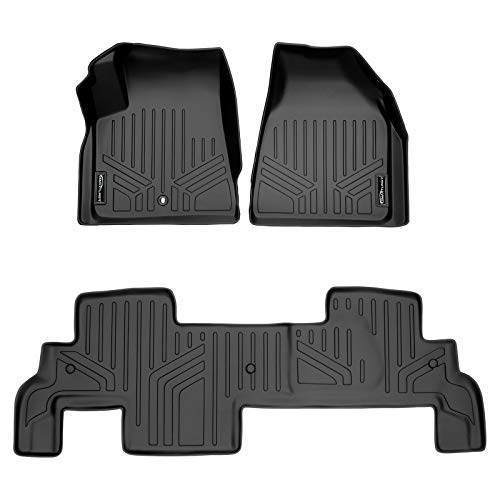 MAXLINER Custom Fit 2 Row Black Floor Mat Liner Set Compatible With 2009-2017 Chevrolet Traverse/2008-2017 Buick Enclave/2007-2010 Saturn Outlook/2007-2016 GMC Acadia/2017 Acadia Lmtd (Old Body Style)