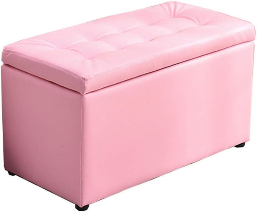 Banc à chaussures en bois massif et cuir rose pour entrée et canapé