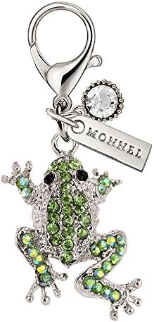 Monnel MC43 Green Crystal Frog Animal Lobster Clasp Charms Pendants with Pouch Bag For Christmas Gifts (1 piece)