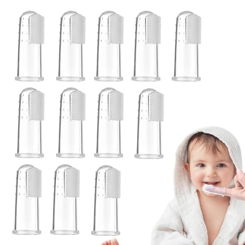 12PCS Finger Toothbrush for Toddler and Baby 0-2 Years - Effective Silicone Tooth Cleaner for Dental Care Teething Relief and Gum Massage