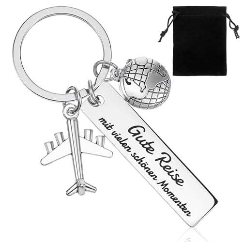 Nogeqi Gute Reise Geschenk Schutzengel Schlüsselanhänger für Reisende, Reise Glücksbringer Mann Frau, Auslandsjahr Abschiedsgeschenk Weltreise Kleine Geschenke für Frauen Freundin Weltenbummler