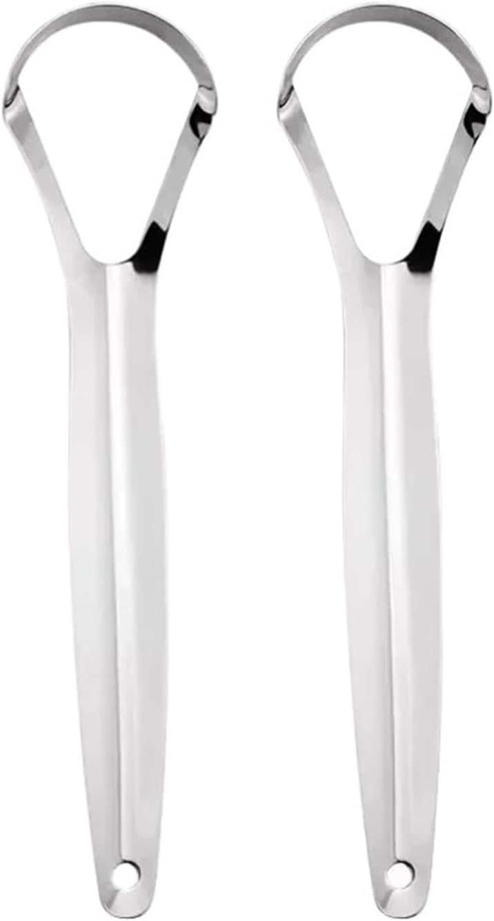 1/2/3pcs Clean Tongue Scraper Remover Halitosis Coating Scraping Brush Stainless Steel Cleaner Tools(2pcs)