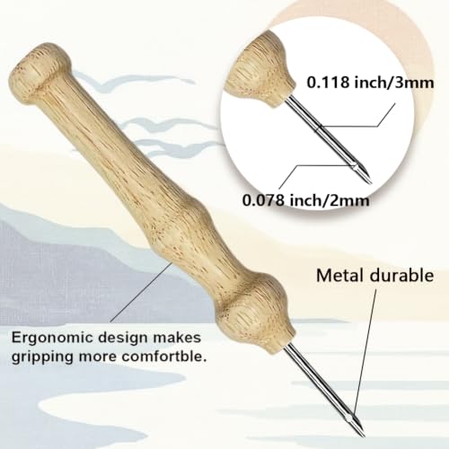Image of BEUNITONE 2Set Punch Needle Kits with Beach Pre-Print Pattern Easy for Adults Beginners, DIY Craft Embroidery Needlepoint Kits, Punch Needle Set for Craft Lovers Home Decor Festival Gift 9.4x9.4 inch