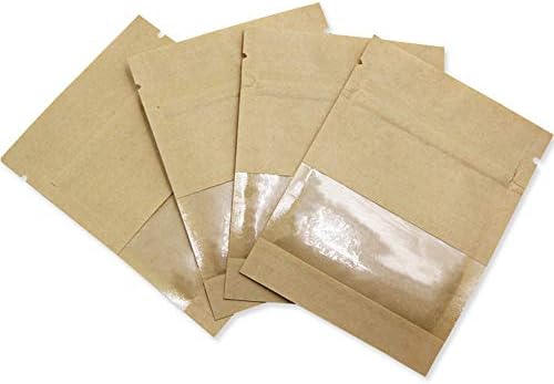PABCK 500 Pack 5.1x7.08 inch Clear Window Brown Kraft Paper Bag Resealable — 사진 4