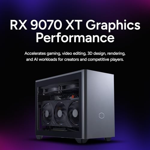 Image of Cooler Master NR2 Pro Gaming PC Intel Ultra 7 RX 9070 XT Compact Mini ITX | Intel Core Ultra 7 265F + AMD RX 9070 XT 16GB Gaming PC, 32GB DDR5 6000MHz, 2TB M.2 SSD, 280mm AIO Cooler, Windows 11