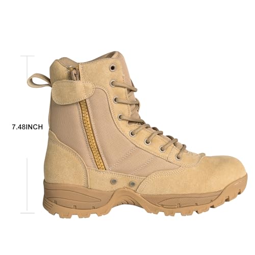 Men's Tactical Boots with Side Zipper 7 Inches Durable Suede Military Work Boots Hiking Boots3