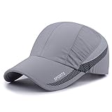 HH HOFNEN Quick Drying Lightweight Baseball Cap Outdoor Airy Mesh UV Protection Sun Hats (A033-Light Grey)