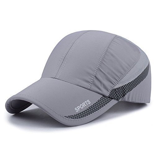 HH HOFNEN Quick Drying Lightweight Baseball Cap Outdoor Airy Mesh UV Protection Sun Hats (A033-Light Grey)