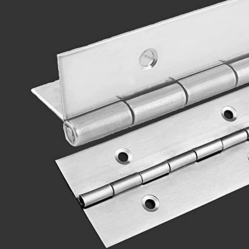 2 Piece 2 x 20 Stainless Steel Piano Hinge 0.060 / 1/16 Thick Heavy Duty With Holes Silver Continuous Hinges for Wood Furniture Mailbox Tool/Storage Boxes Cabinets Door