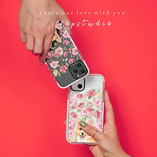 Clear Case Compatible With Iphone 13 Pro 6.1 Inch,Trendy Stylish Girls Women Cute Corgi Pink Flowers Love Funny Puppy Dog Design Trendy Soft Shockproof Protective Case For Iphone 13 Pro #TOP5