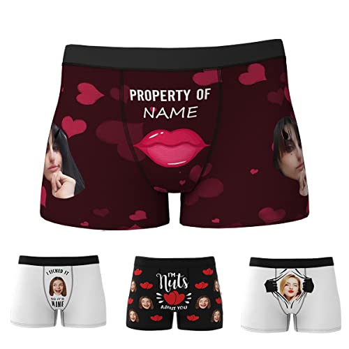 VEELU Personalized Funny Boxers Briefs for Men, Custom Men's Face Underwear Boxer Shorts Great Gift Idea for Boyfriend