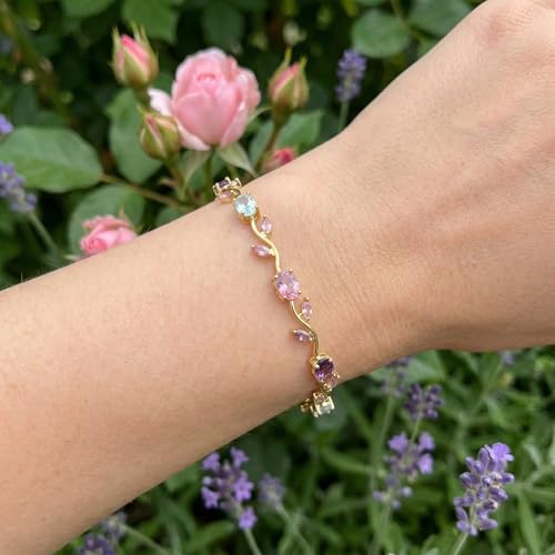 Image of MIRAYHA VIral Tulip Bracelet for Women | Bloom Floral Tulip With Crystal Stones For Women & Girls| Gift for Girlfriend & Wife|Romantic Floral Crystal | Cute Aesthetic Korean Jewellery