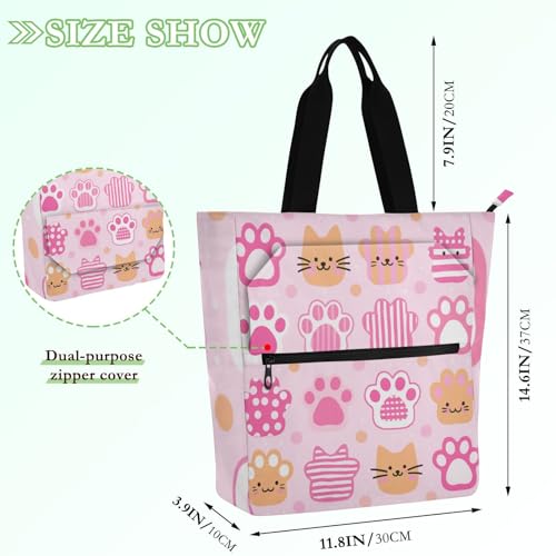 Bolsa de mano de gato rosa para llevar libros al colegio de forma cómoda 4