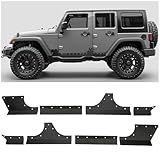 Kojem Door Armor Cladding Skid Plate Compatible with 2007-2018 Jeep Wrangler JK 4 Doors Powder Coated Steel Heavy-Duty Black Slider Rocker Guards Rock Panel