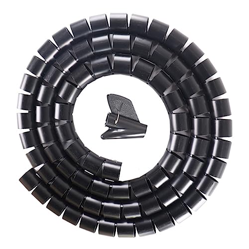 Funda en espiral para cables HOMSFOU organizadora, negra, duradera y resistente para hogar y oficina miniatura 1