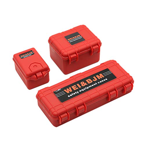 Lot de 3 boîtes de rangement en plastique RC pour voiture Trx4 Axial Scx10 90046 D90 1/10 RC Crawler Accessoires Rouge