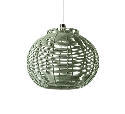 Luminaire Korba vert, suspension rotin, 60 W, vert, ø 30 x H 24 cm